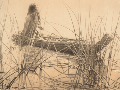 CANOE OF TULES – POMO EDWARD CURTIS NORTH AMERICAN INDIAN PHOTO